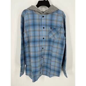 NEW Quiksilver Boys Lightweight Flannel Shirt Jacket Hoodie Large 14/16